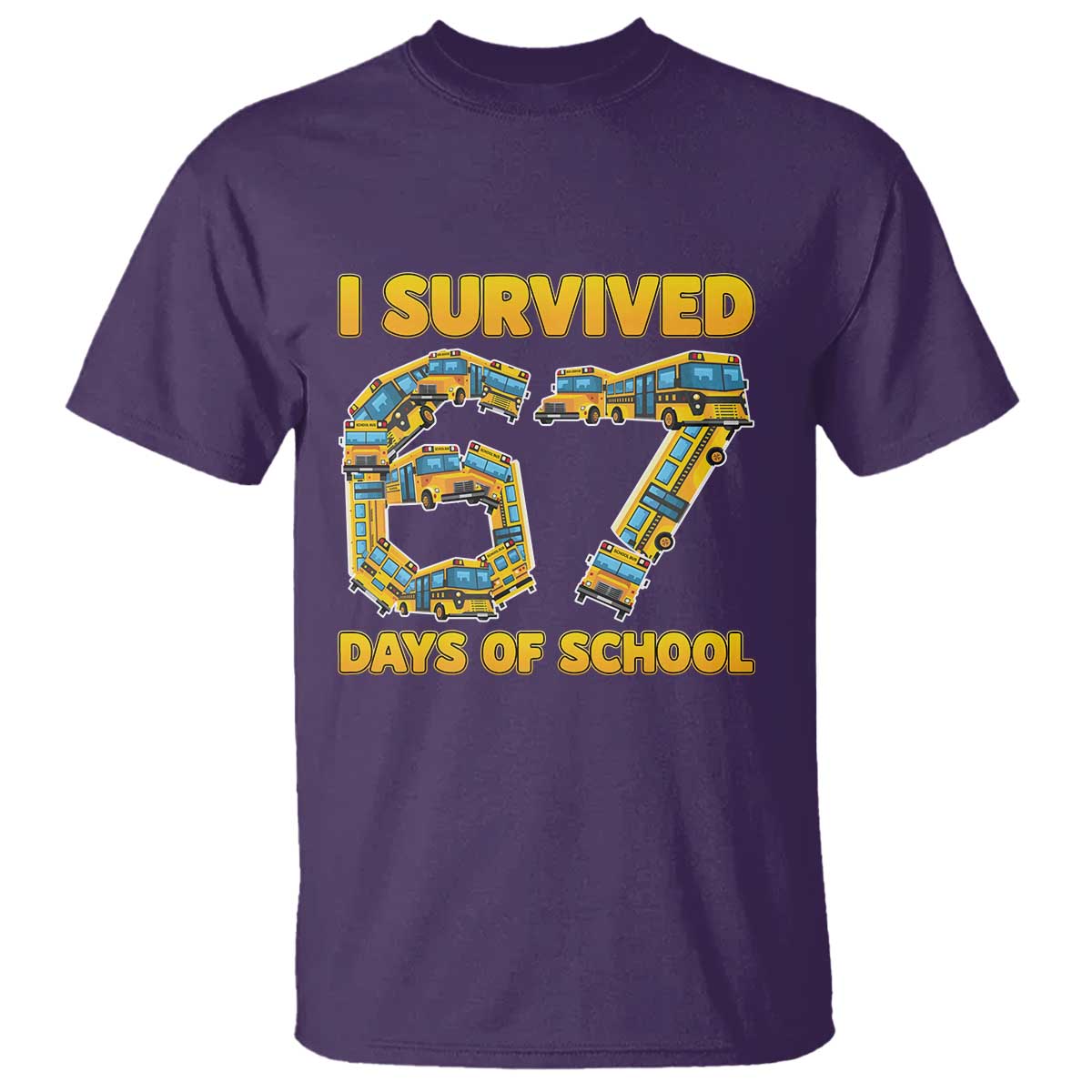 Funny School Bus Driver T Shirt I Survived 67 Days of School TS02 Purple Print Your Wear