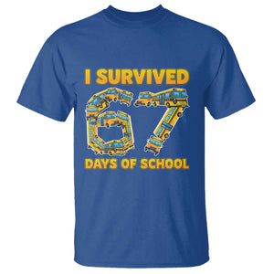 Funny School Bus Driver T Shirt I Survived 67 Days of School TS02 Royal Blue Print Your Wear