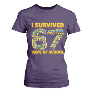Funny School Bus Driver T Shirt For Women I Survived 67 Days of School TS02 Purple Print Your Wear