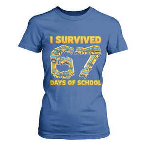 Funny School Bus Driver T Shirt For Women I Survived 67 Days of School TS02 Royal Blue Print Your Wear