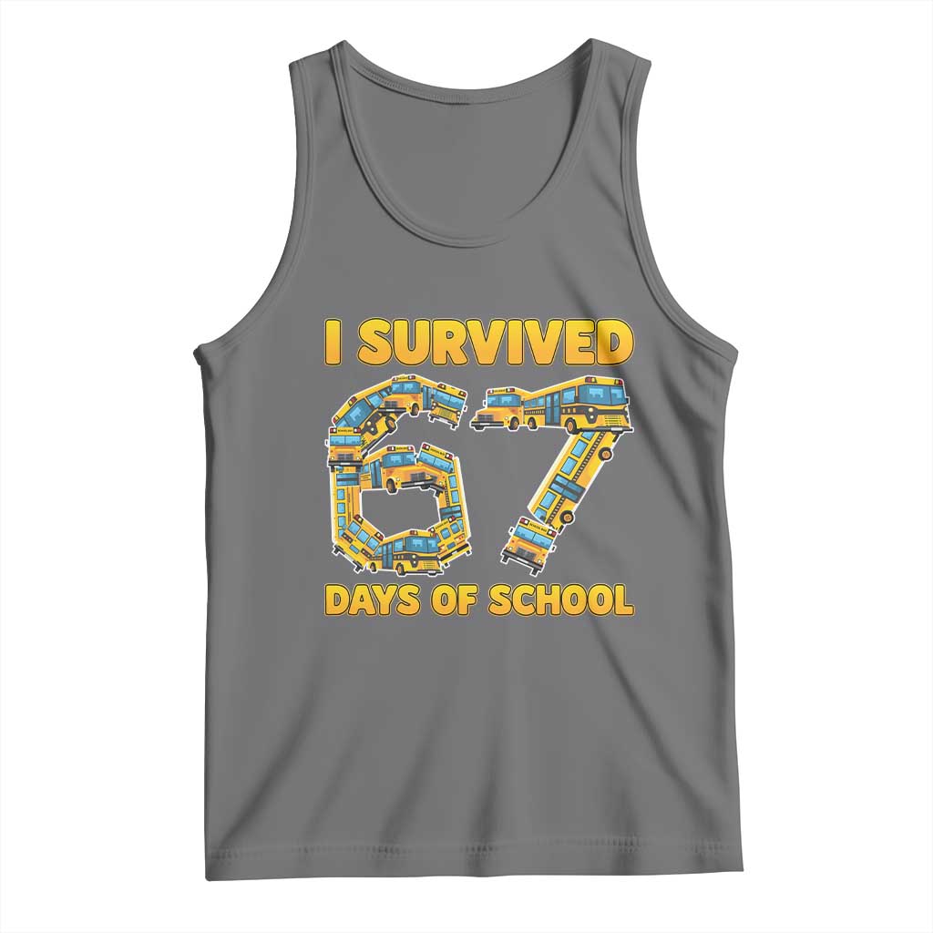 Funny School Bus Driver Tank Top I Survived 67 Days of School TS02 Black Heather Print Your Wear