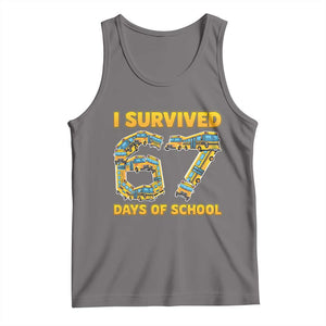 Funny School Bus Driver Tank Top I Survived 67 Days of School TS02 Deep Heather Print Your Wear