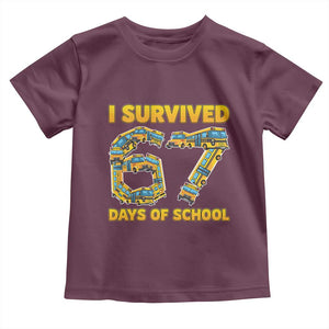 Funny School Bus Driver Toddler T Shirt I Survived 67 Days of School TS02 Maroon Print Your Wear