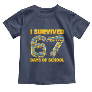 Funny School Bus Driver Toddler T Shirt I Survived 67 Days of School TS02 Navy Print Your Wear