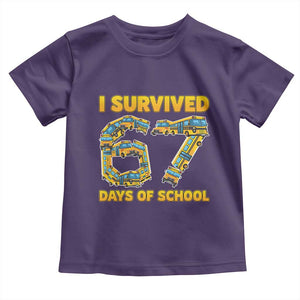 Funny School Bus Driver Toddler T Shirt I Survived 67 Days of School TS02 Purple Print Your Wear
