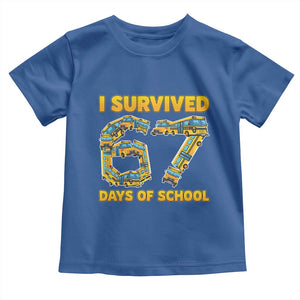 Funny School Bus Driver Toddler T Shirt I Survived 67 Days of School TS02 Royal Blue Print Your Wear