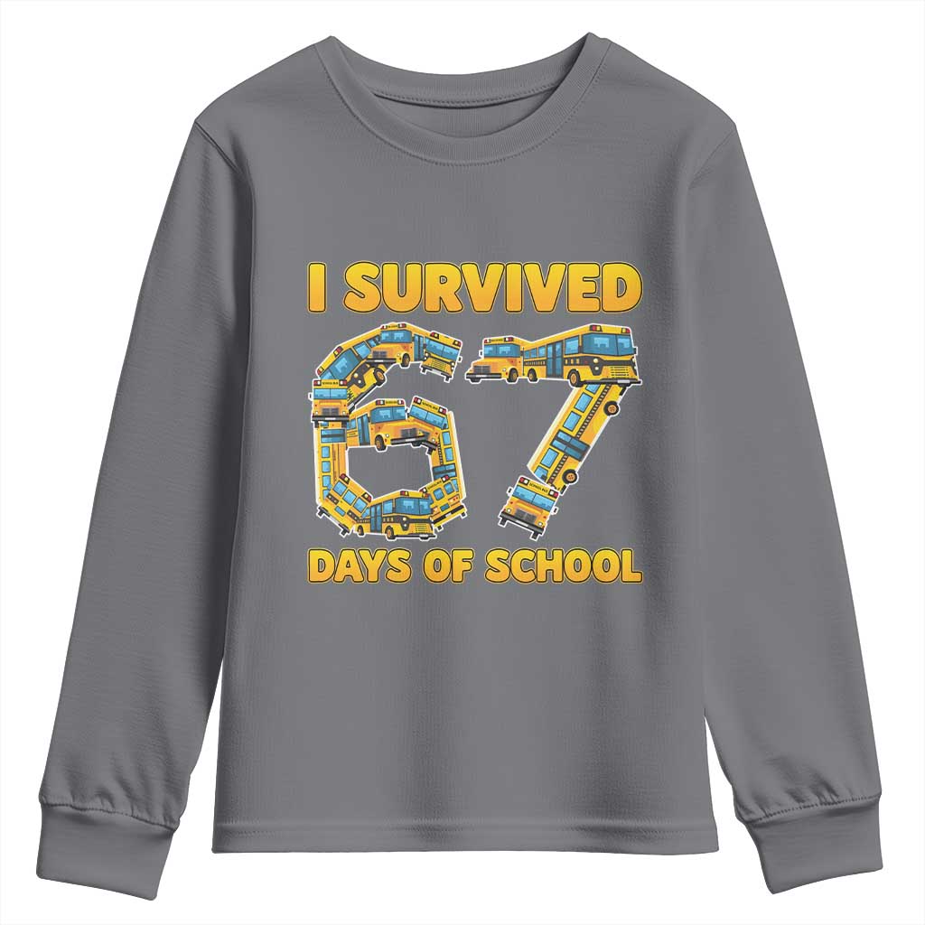 Funny School Bus Driver Youth Sweatshirt I Survived 67 Days of School TS02 Charcoal Print Your Wear