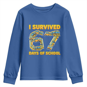Funny School Bus Driver Youth Sweatshirt I Survived 67 Days of School TS02 Royal Blue Print Your Wear