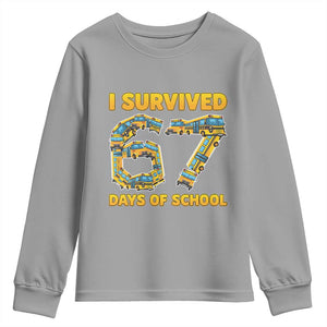 Funny School Bus Driver Youth Sweatshirt I Survived 67 Days of School TS02 Sport Gray Print Your Wear