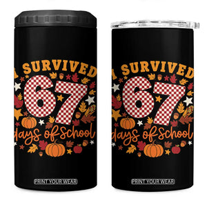 I Survived 67 Days of School 4 in 1 Can Cooler Tumbler Autumn Fall Leaves Back To School TS02 One Size: 16 oz Black Print Your Wear