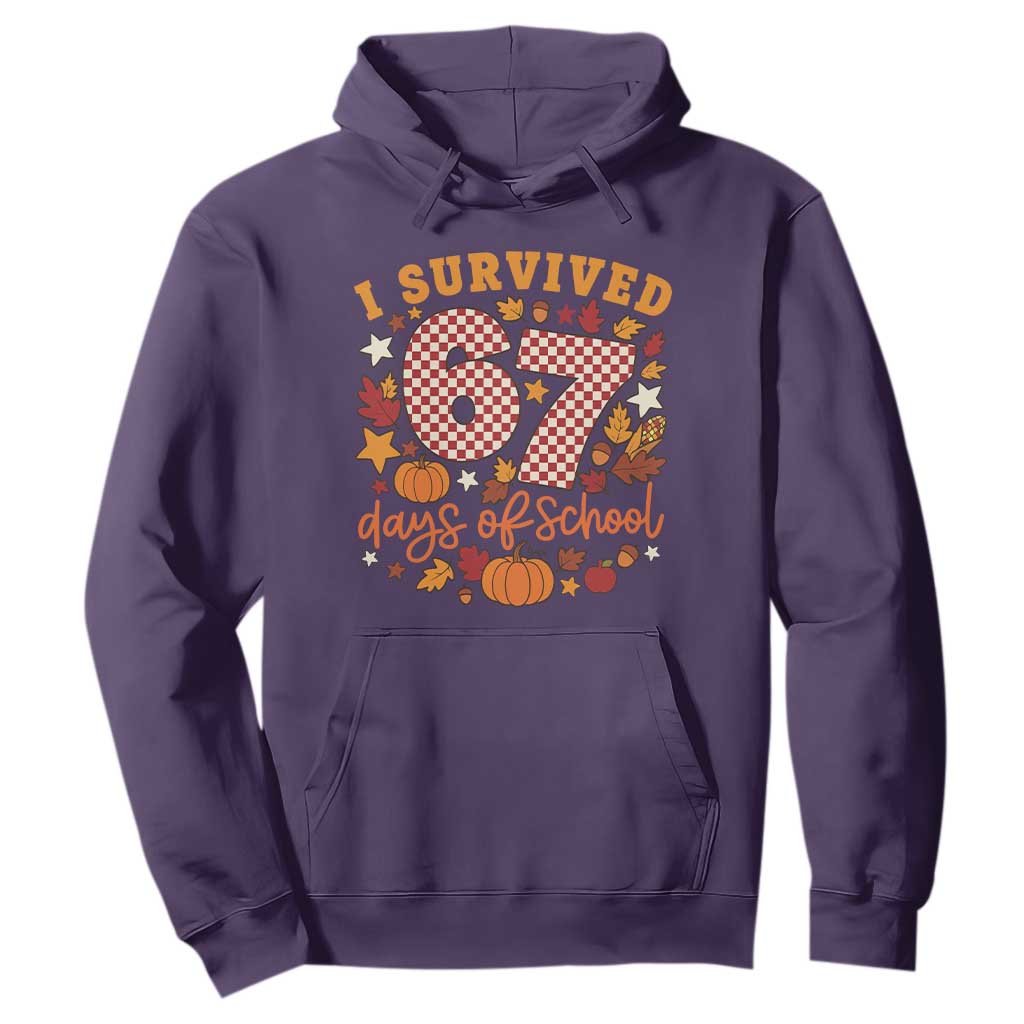 I Survived 67 Days of School Hoodie Autumn Fall Leaves Back To School TS02 Purple Print Your Wear