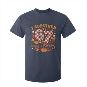 I Survived 67 Days of School T Shirt For Kid Autumn Fall Leaves Back To School TS02 Navy Print Your Wear