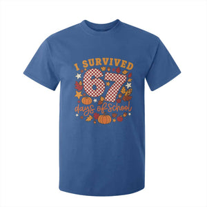 I Survived 67 Days of School T Shirt For Kid Autumn Fall Leaves Back To School TS02 Royal Blue Print Your Wear