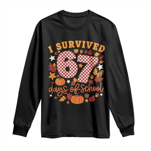 I Survived 67 Days of School Long Sleeve Shirt Autumn Fall Leaves Back To School TS02 Black Print Your Wear