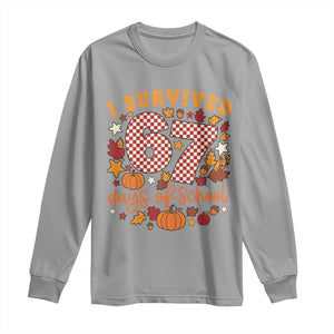 I Survived 67 Days of School Long Sleeve Shirt Autumn Fall Leaves Back To School TS02 Sport Gray Print Your Wear