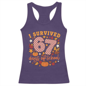 I Survived 67 Days of School Racerback Tank Top Autumn Fall Leaves Back To School TS02 Purple Print Your Wear