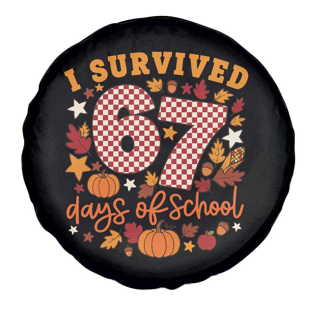I Survived 67 Days of School Spare Tire Cover Autumn Fall Leaves Back To School TS02 Print Your Wear