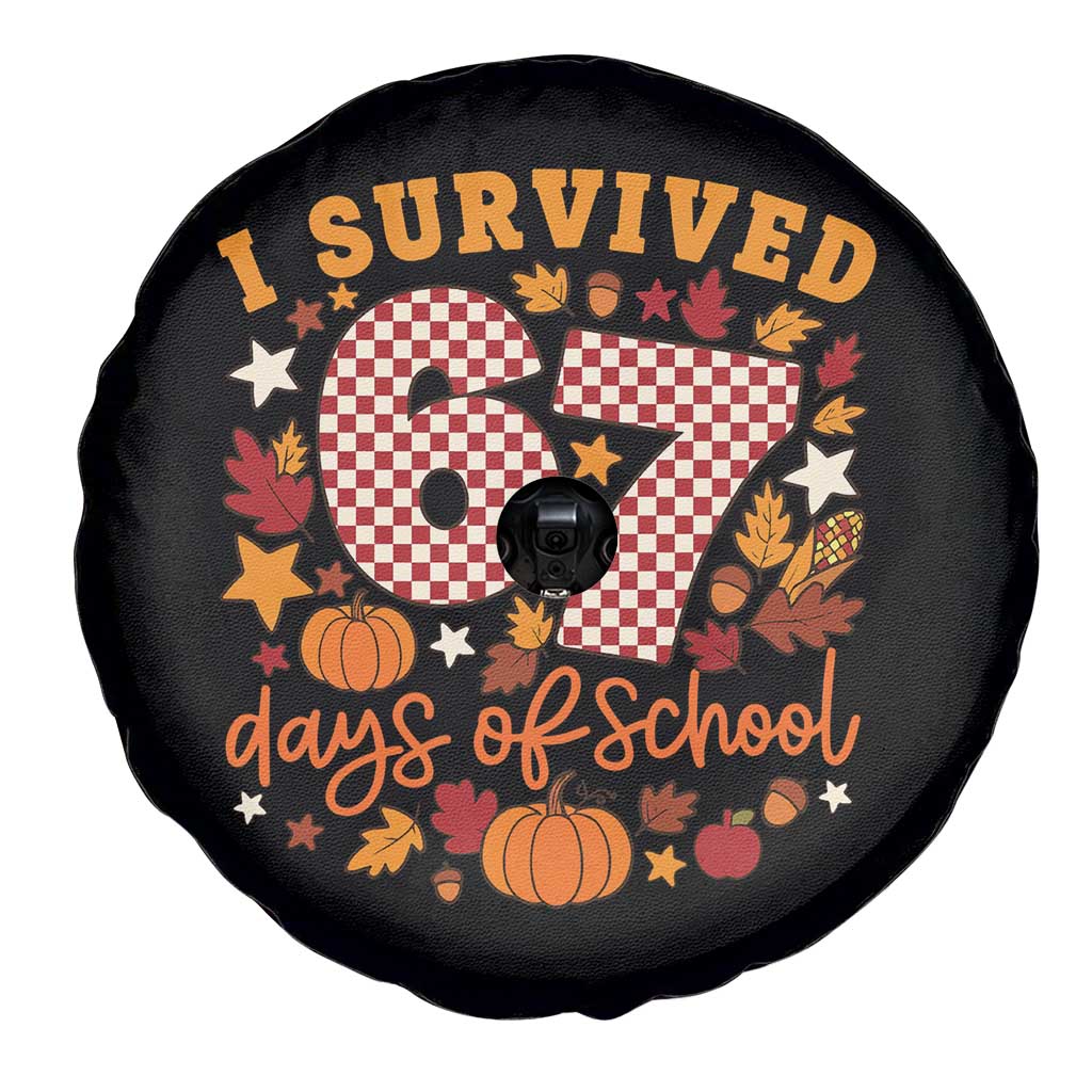 I Survived 67 Days of School Spare Tire Cover Autumn Fall Leaves Back To School TS02 Print Your Wear