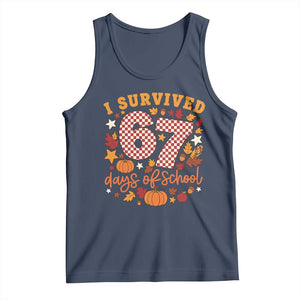 I Survived 67 Days of School Tank Top Autumn Fall Leaves Back To School TS02 Navy Print Your Wear