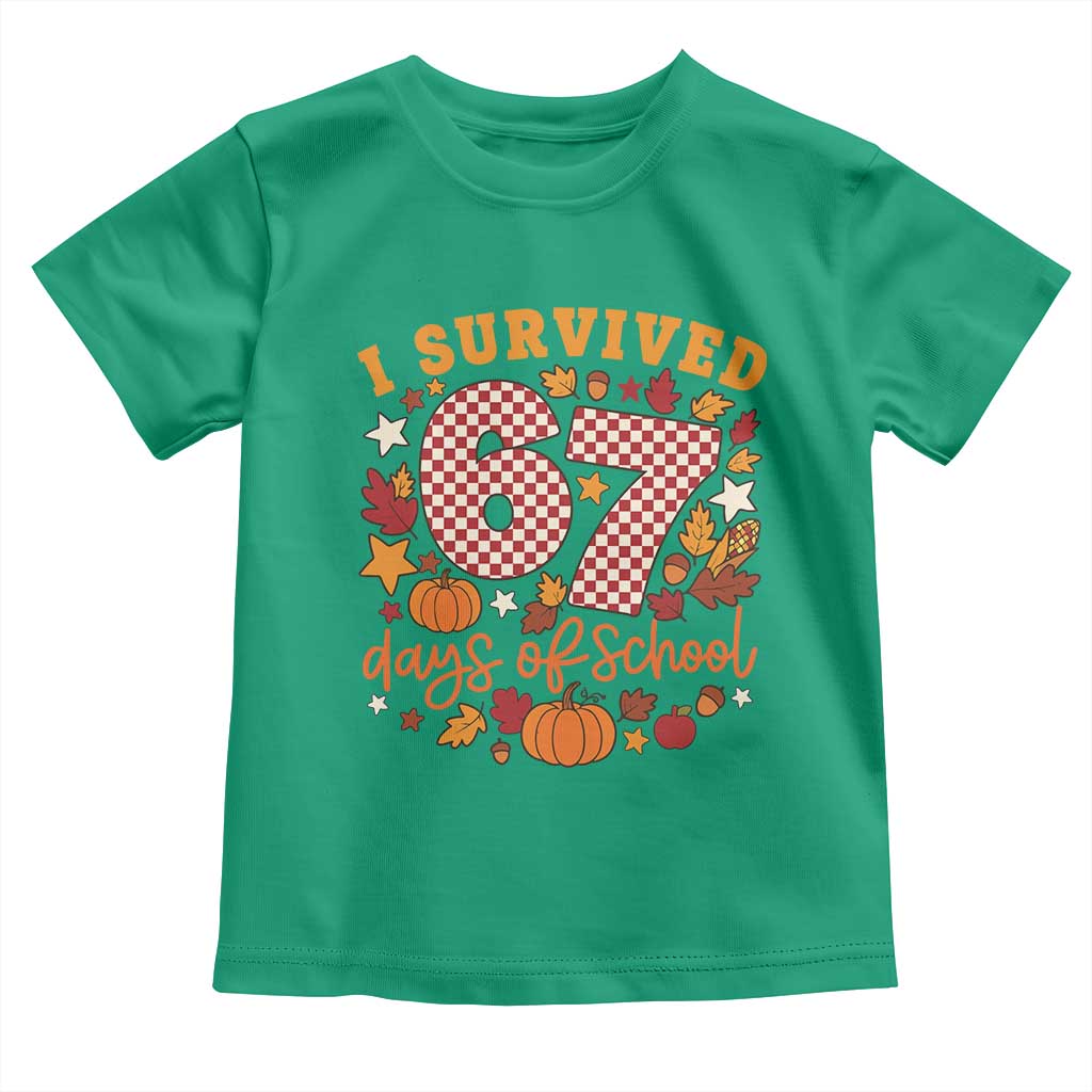 I Survived 67 Days of School Toddler T Shirt Autumn Fall Leaves Back To School TS02 Irish Green Print Your Wear