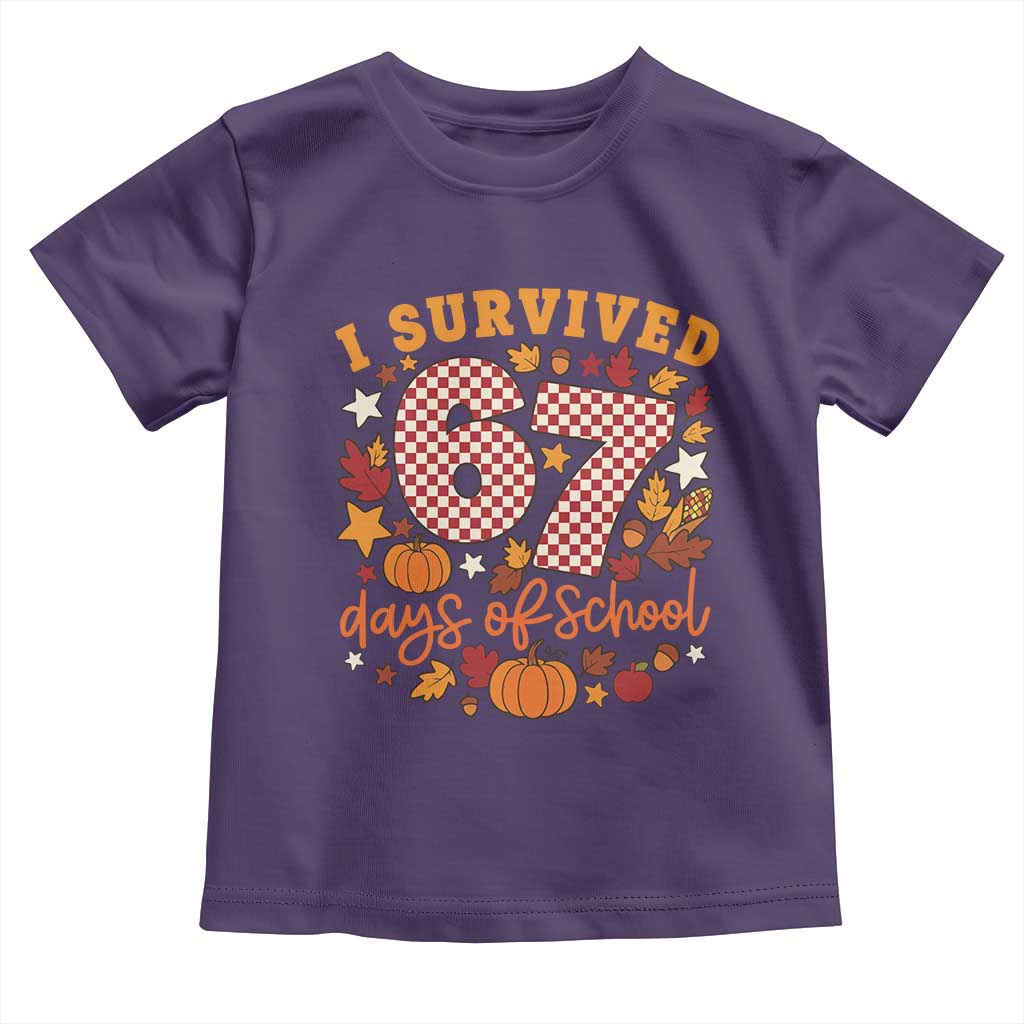 I Survived 67 Days of School Toddler T Shirt Autumn Fall Leaves Back To School TS02 Purple Print Your Wear