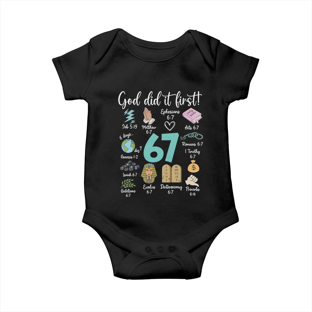 God Did It First 6 7 Baby Onesie Funny Christian Bible Verse Meme 67 References TS02 Black Print Your Wear