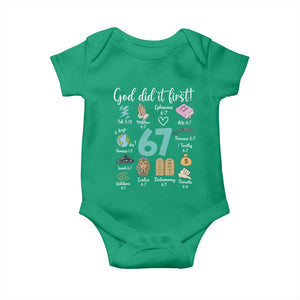 God Did It First 6 7 Baby Onesie Funny Christian Bible Verse Meme 67 References TS02 Irish Green Print Your Wear