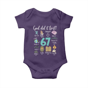 God Did It First 6 7 Baby Onesie Funny Christian Bible Verse Meme 67 References TS02 Purple Print Your Wear