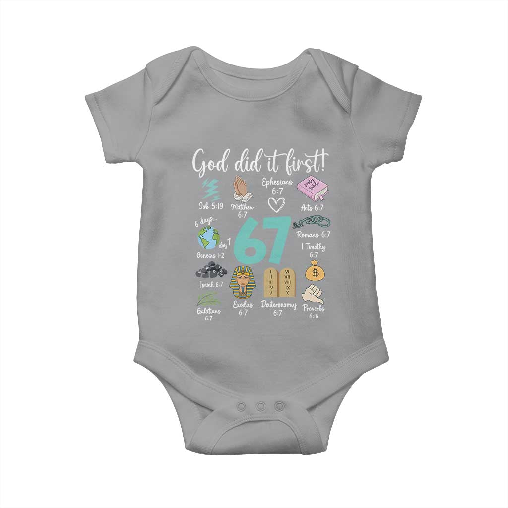 God Did It First 6 7 Baby Onesie Funny Christian Bible Verse Meme 67 References TS02 Sport Gray Print Your Wear