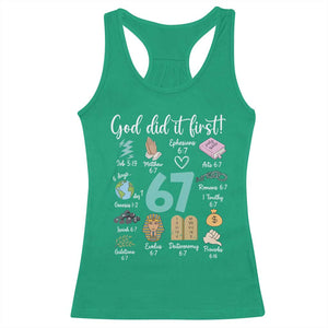 God Did It First 6 7 Racerback Tank Top Funny Christian Bible Verse Meme 67 References TS02 Irish Green Print Your Wear