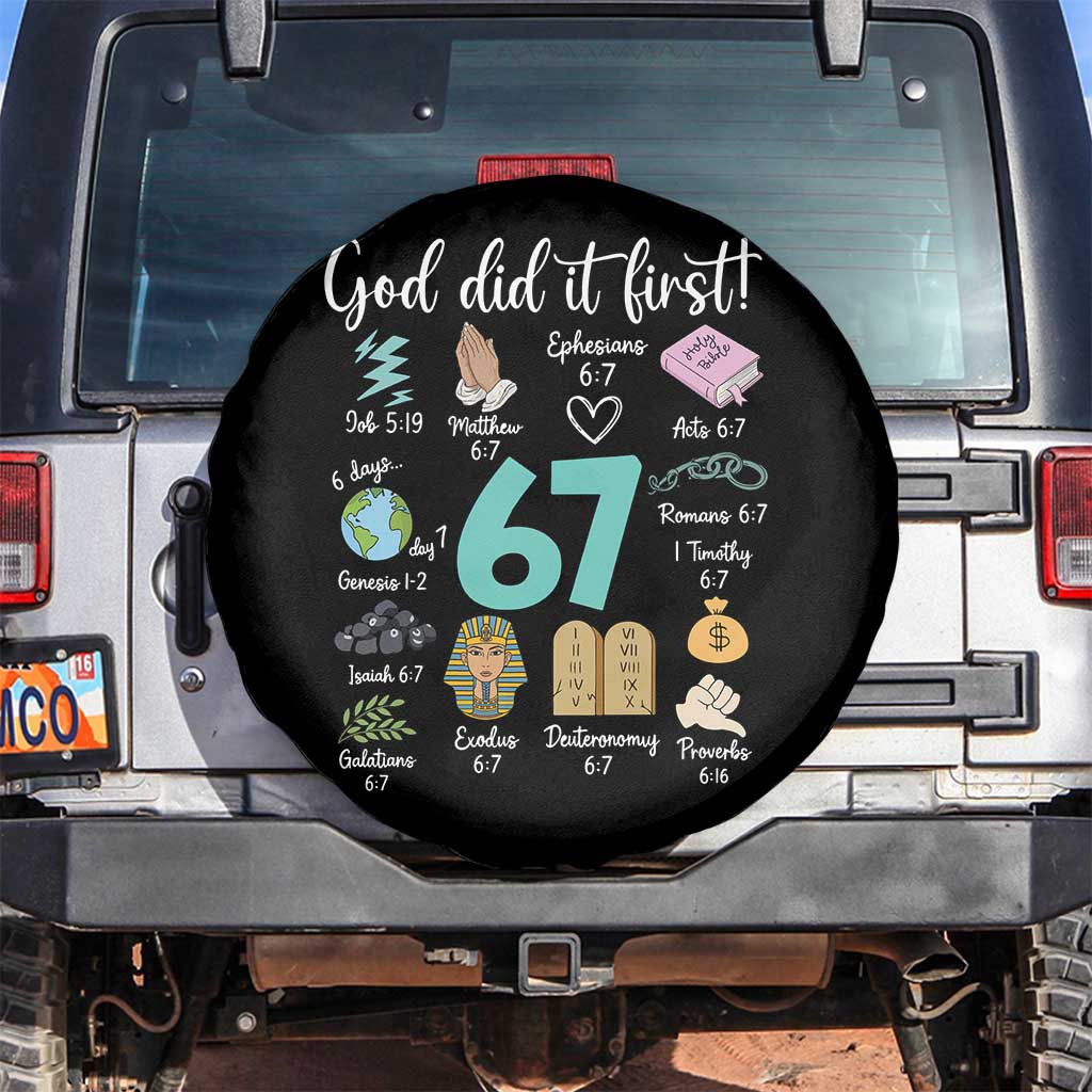 God Did It First 6 7 Spare Tire Cover Funny Christian Bible Verse Meme 67 References TS02 No hole Black Print Your Wear
