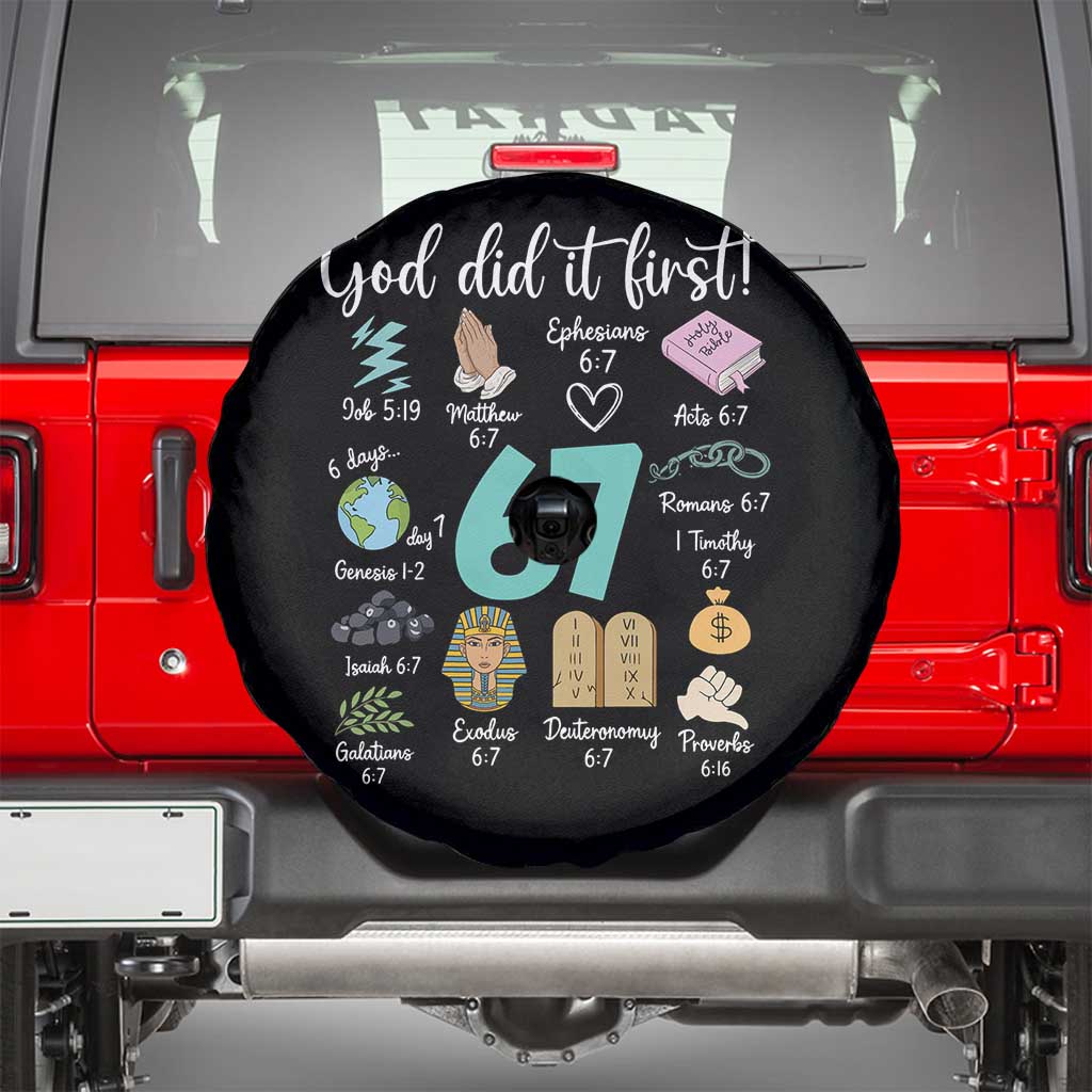 God Did It First 6 7 Spare Tire Cover Funny Christian Bible Verse Meme 67 References TS02 Black Print Your Wear