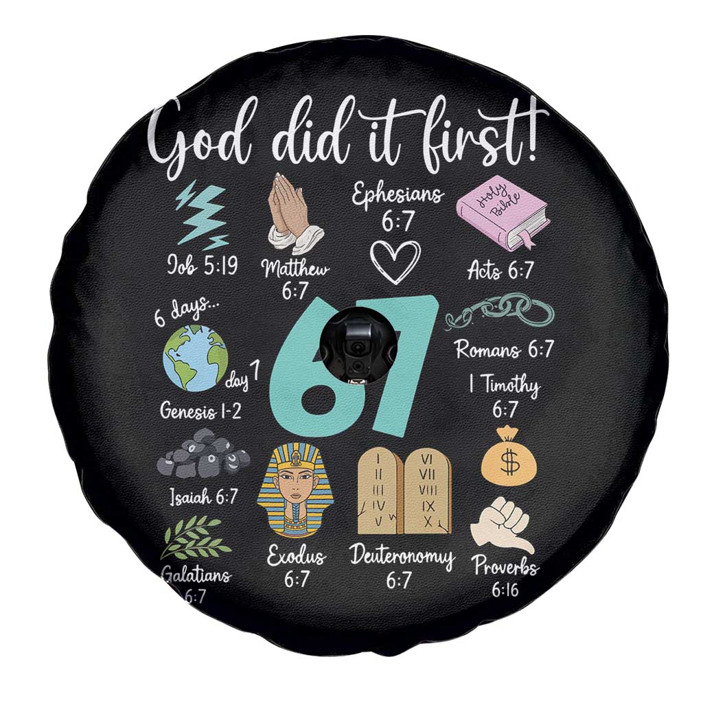 God Did It First 6 7 Spare Tire Cover Funny Christian Bible Verse Meme 67 References TS02 Print Your Wear