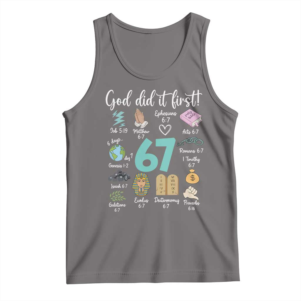 God Did It First 6 7 Tank Top Funny Christian Bible Verse Meme 67 References TS02 Deep Heather Print Your Wear