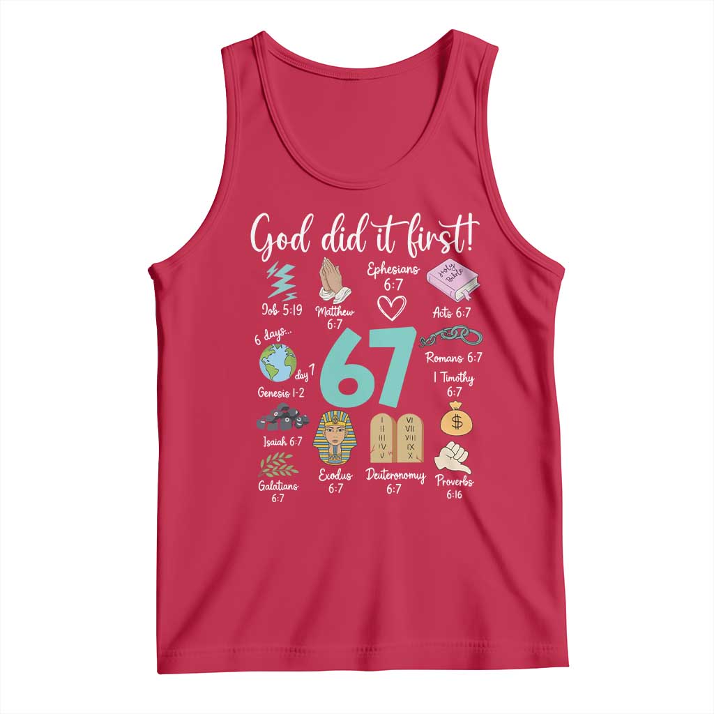 God Did It First 6 7 Tank Top Funny Christian Bible Verse Meme 67 References TS02 Red Print Your Wear