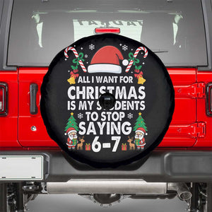 Funny Anti Six Seven Teacher Christmas Spare Tire Cover My Students To Stop Saying 67 Santa Hat Candy Canes TS02 Black Print Your Wear