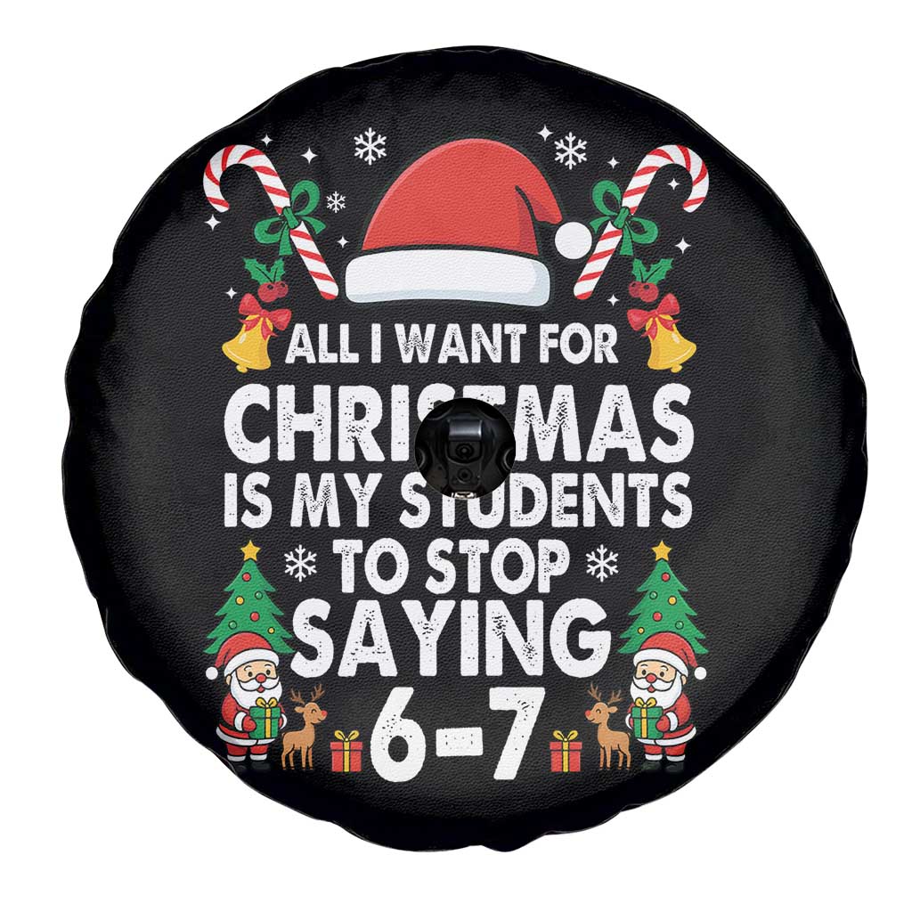 Funny Anti Six Seven Teacher Christmas Spare Tire Cover My Students To Stop Saying 67 Santa Hat Candy Canes TS02 Print Your Wear