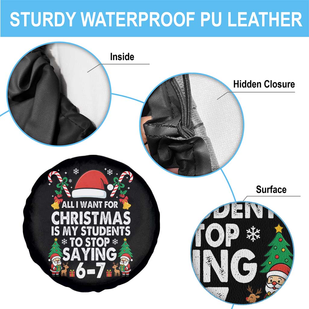 Funny Anti Six Seven Teacher Christmas Spare Tire Cover My Students To Stop Saying 67 Santa Hat Candy Canes TS02 Print Your Wear