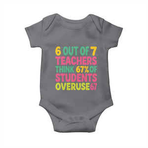 6 Out of 7 Teachers Think 67 Percent of Students Overuse 67 Baby Onesie Funny Viral Meme Educators TS02 Charcoal Print Your Wear