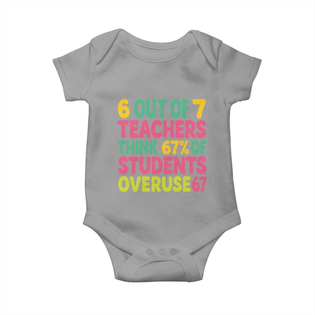 6 Out of 7 Teachers Think 67 Percent of Students Overuse 67 Baby Onesie Funny Viral Meme Educators TS02 Sport Gray Print Your Wear