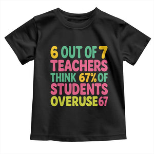 6 Out of 7 Teachers Think 67 Percent of Students Overuse 67 Toddler T Shirt Funny Viral Meme Educators TS02 Black Print Your Wear