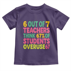 6 Out of 7 Teachers Think 67 Percent of Students Overuse 67 Toddler T Shirt Funny Viral Meme Educators TS02 Purple Print Your Wear