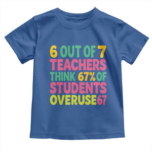 6 Out of 7 Teachers Think 67 Percent of Students Overuse 67 Toddler T Shirt Funny Viral Meme Educators TS02 Royal Blue Print Your Wear