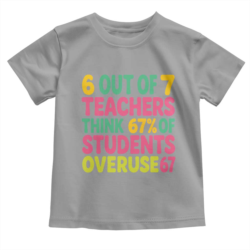 6 Out of 7 Teachers Think 67 Percent of Students Overuse 67 Toddler T Shirt Funny Viral Meme Educators TS02 Sport Gray Print Your Wear