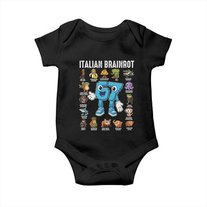 Italian Brainrot 67 Meme Baby Onesie Funny Six Seven Absurdist Viral Chaoscore Internet Humor Addicts TS02 Black Print Your Wear