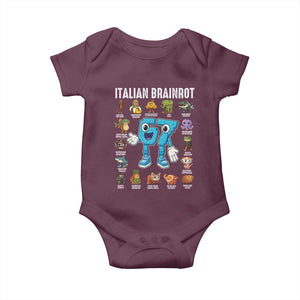 Italian Brainrot 67 Meme Baby Onesie Funny Six Seven Absurdist Viral Chaoscore Internet Humor Addicts TS02 Maroon Print Your Wear