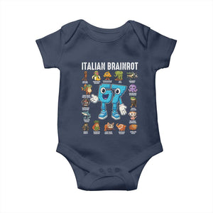 Italian Brainrot 67 Meme Baby Onesie Funny Six Seven Absurdist Viral Chaoscore Internet Humor Addicts TS02 Navy Print Your Wear
