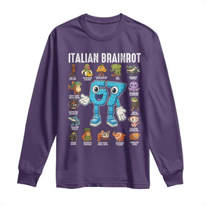 Italian Brainrot 67 Meme Long Sleeve Shirt Funny Six Seven Absurdist Viral Chaoscore Internet Humor Addicts TS02 Purple Print Your Wear