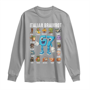 Italian Brainrot 67 Meme Long Sleeve Shirt Funny Six Seven Absurdist Viral Chaoscore Internet Humor Addicts TS02 Sport Gray Print Your Wear