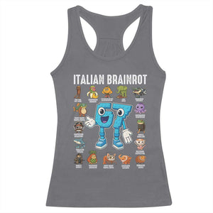 Italian Brainrot 67 Meme Racerback Tank Top Funny Six Seven Absurdist Viral Chaoscore Internet Humor Addicts TS02 Charcoal Print Your Wear